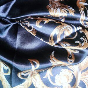 BLACK & GOLD Poly-Silk 36” Square SCARF New from ORNAMENTS COLLECTION